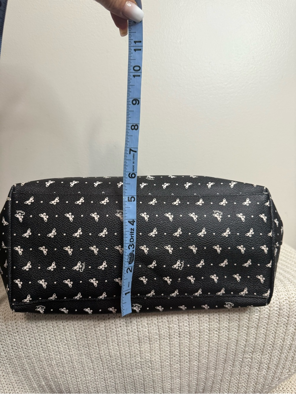COACH Black Butterfly Print Leather Tote Bag large - Picture 7 of 13